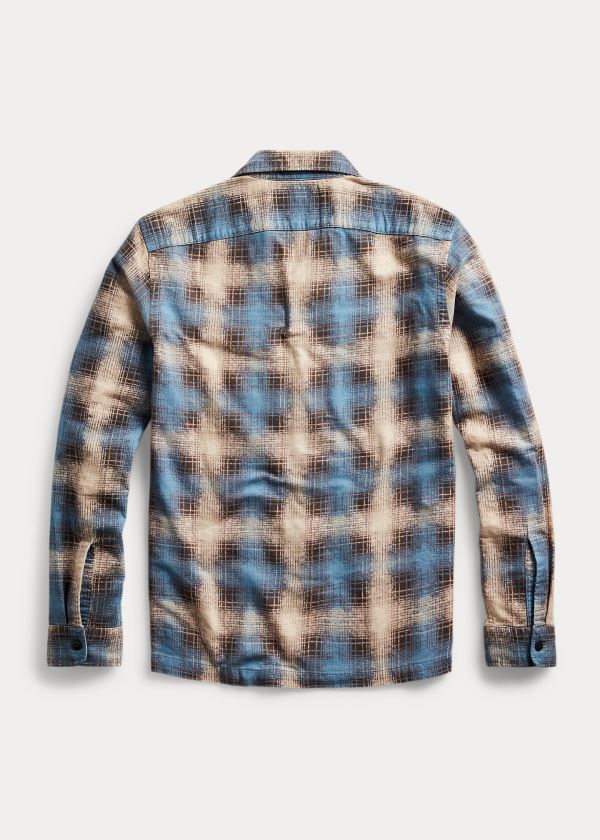 Ralph Lauren Plaid-Print Brushed Camp Skjorter Herre Danmark (TWYHC9246)